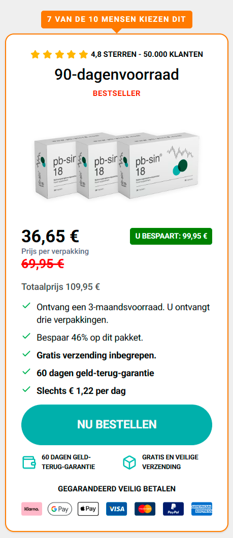 Pb-Sin 18 90-dagenvoorraad – € 36,65 per verpakking, gratis verzending